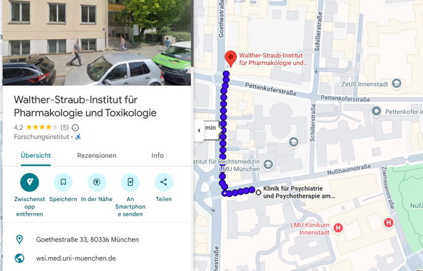 Wegbeschreibung zum Walther-Straub-Institut